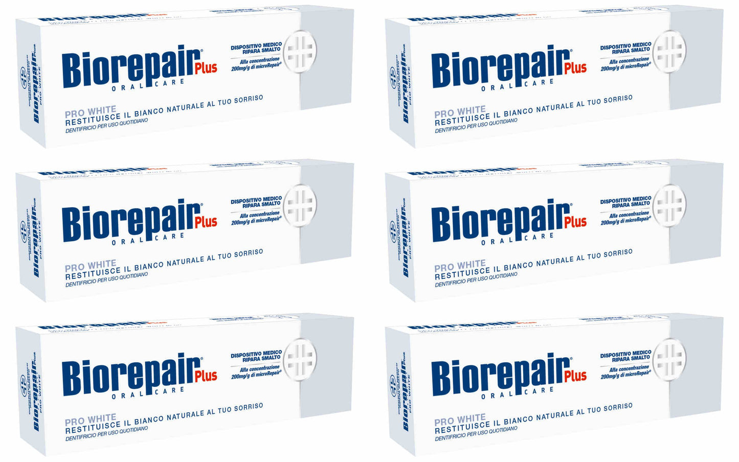 Biorepair Pro White Whitening Toothpaste with microRepair 2.5 fl.oz 75ml,Pack of 6