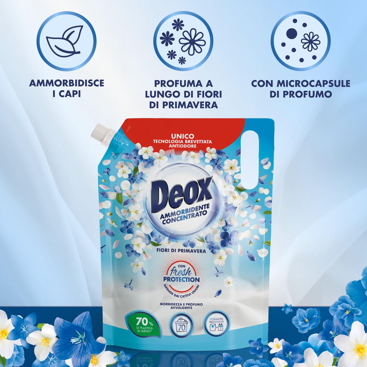 Deox Ammorbidente Concentrato, 280 Lavaggi, Fiori di Primavera, Ecoformato, 4 x 1400 ml