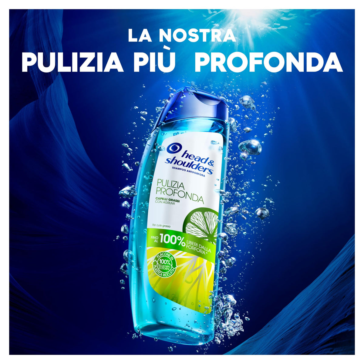 Head & Shoulders Pulizia Profonda Capelli Grassi, Contro La Forfora, Con Agrumi, Senza Siliconi, Per Capelli Fino Al 100% Liberi Dalla Forfora, 250 ml
