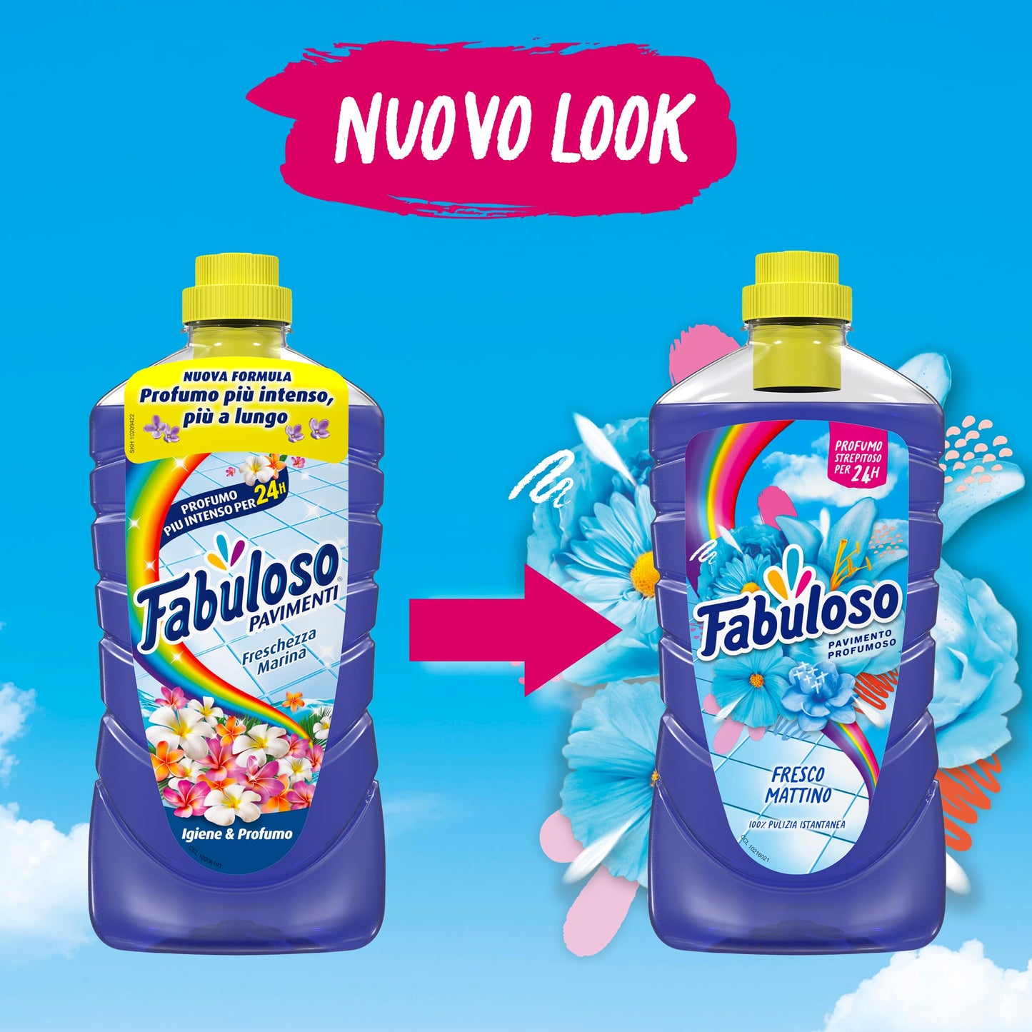Fabuloso Detersivo Pavimenti Fresco Mattino 1,25L | Detergente Multiuso | 100% Pulizia Istantanea | Profumo per 24 ore | Formula Biodegradabile al 85% | 99% Ingredienti di Origine Naturale*