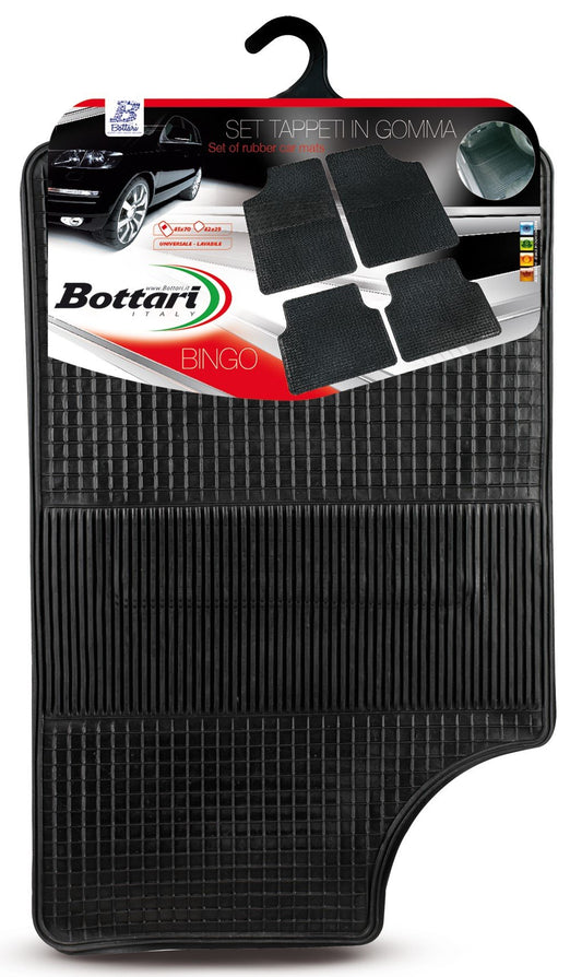 Bottari 14042 Set 4 Tappeti Auto Bingo in Gomma, Universali, Nero