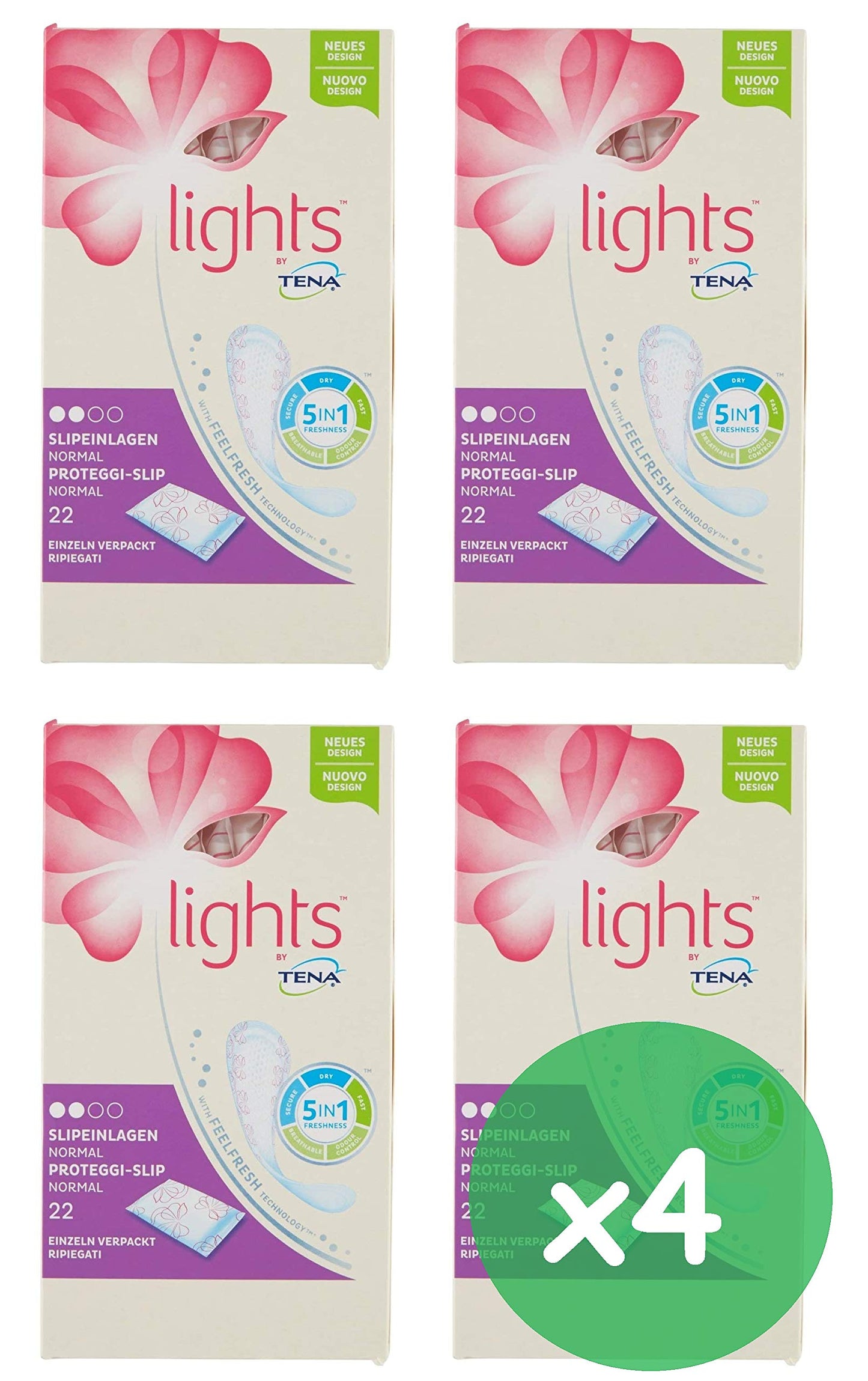 Tena Lights Normal proteggi-slip, 2 gtt, 4 confezioni da 22 pz