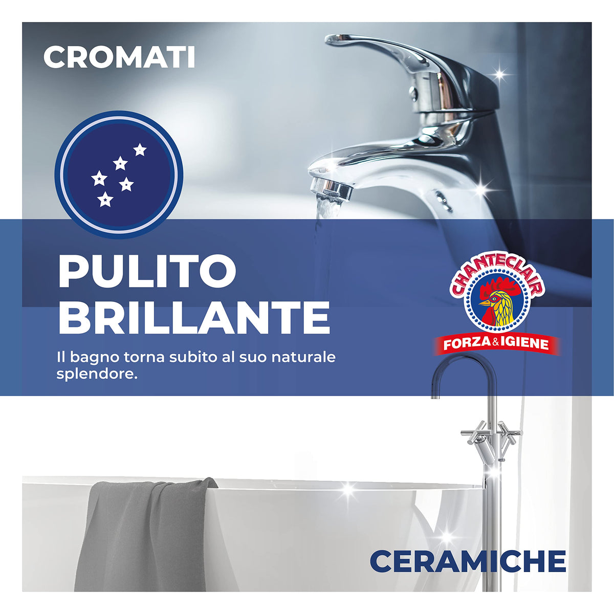 Chanteclair - Bagno Anticalcare, Doppia Azione: Rimuove il Calcare e lo Sporco, Pulito Brillante, Forza&Igiene - 625 ml
