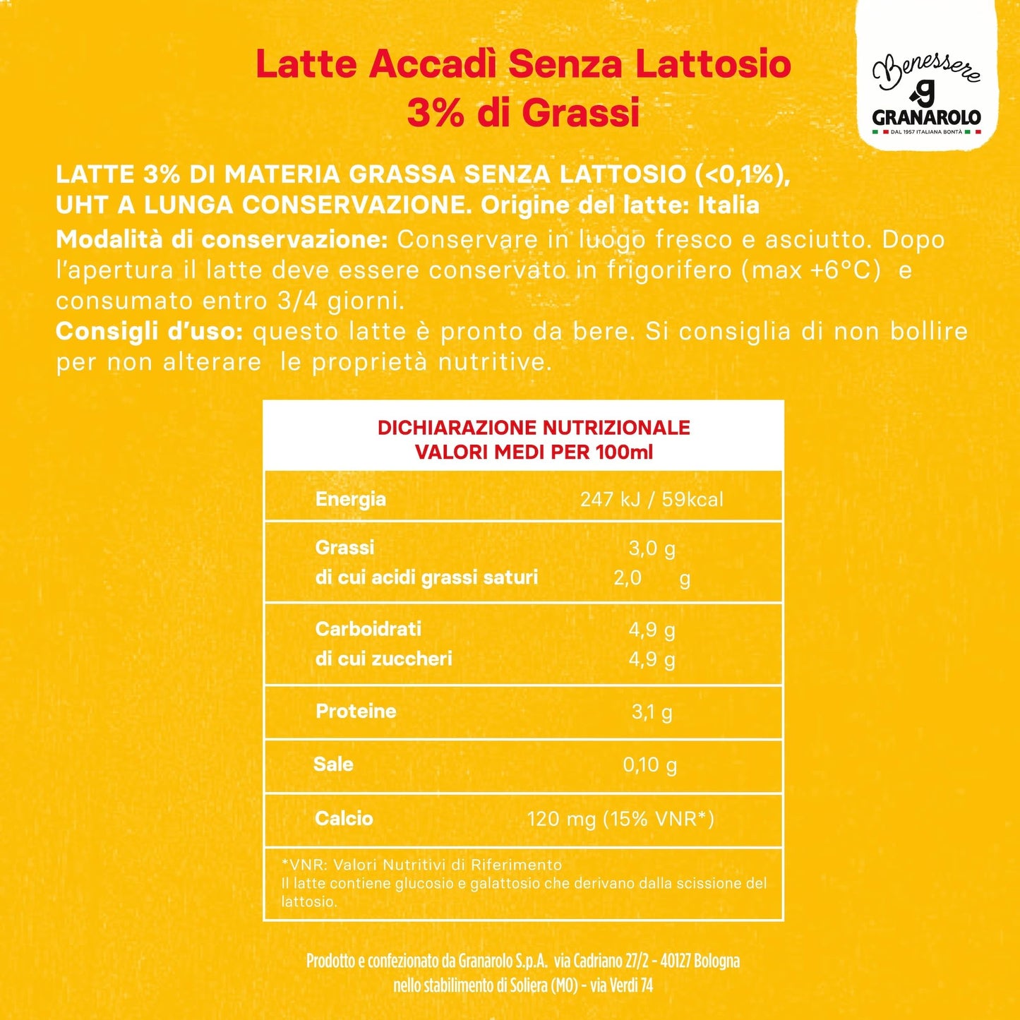 Granarolo, Latte UHT Accadì da 1 Litro, 6 Confezioni di Latte 100% Italiano Senza Lattosio (<0,1%) e con 3% di Grassi