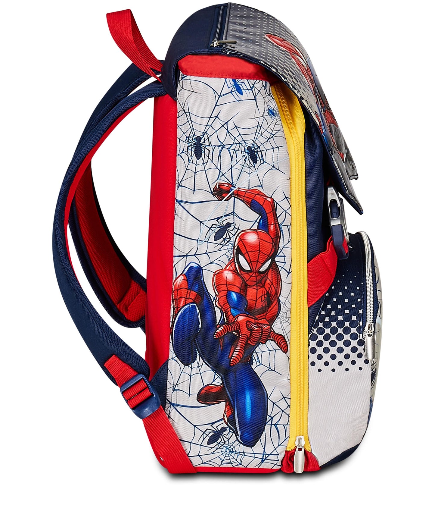 Seven Zaino Scuola Estensibile DISNEY - SPIDER-MAN WEBBED WONDER, Blu Rosso - Zaino Doppio Scomparto Sdoppiabile Tramite Zip e Con Tasca Porta Borraccia, Zaino Bambino - Marvel Merchandising