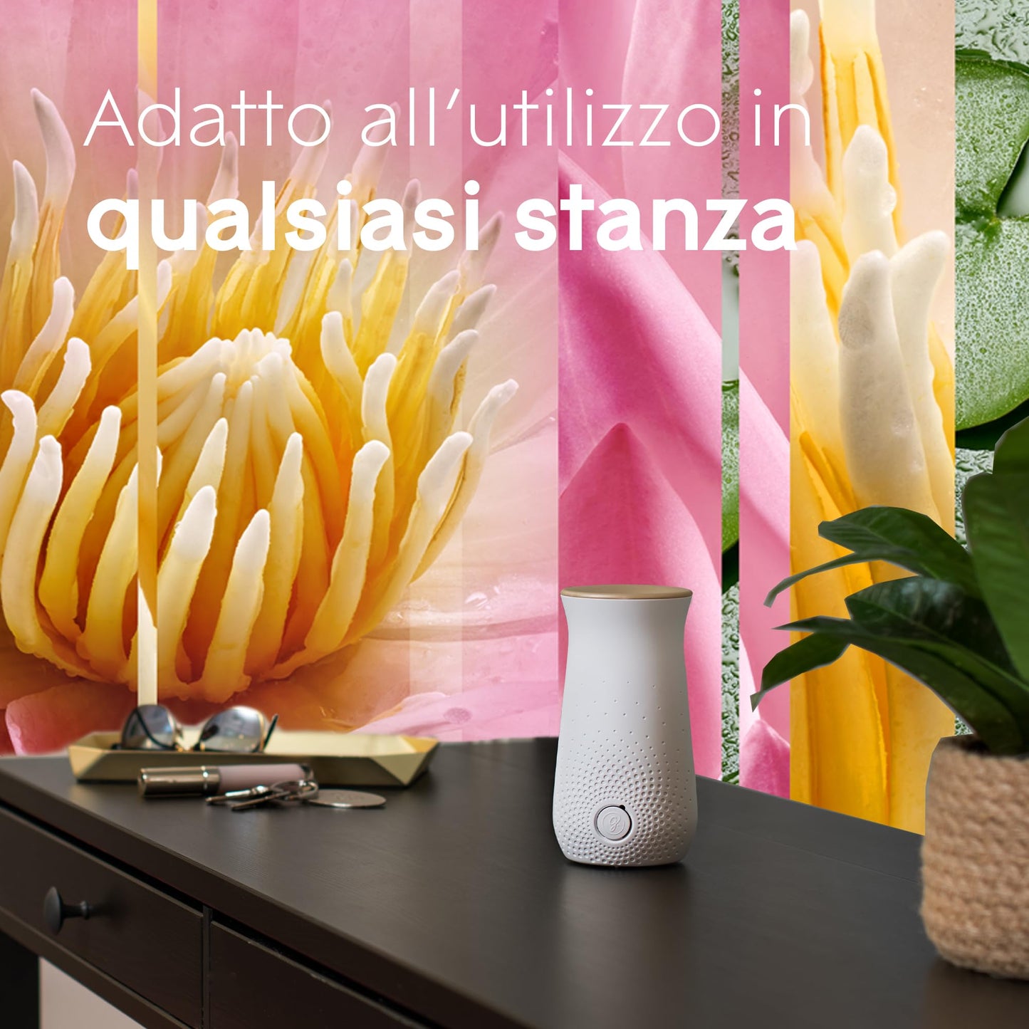 Glade Sense & Spray Profumatore per Ambienti con Olii Essenziali e Sensore smart di Movimento, Fragranza Relaxing Zen, 4 Diffusori e 4 Ricariche, 8 Pile AA