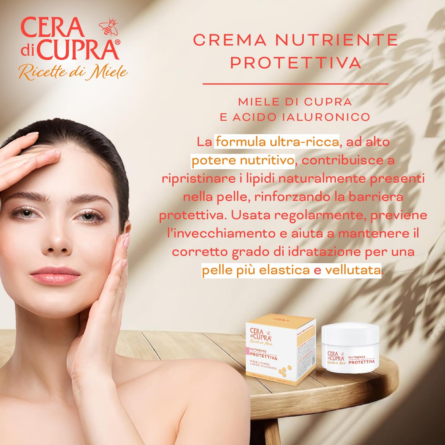 Cera di Cupra, Crema Nutriente Protettiva, Protegge e Dona un Intenso Comfort anche alle Pelli più Secche, Ideale sia la Mattina che la Sera, Made in Italy, Dermatologicamente Testata, 50 ml