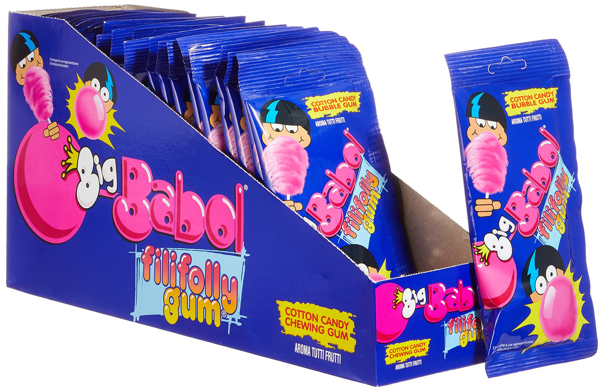 Big Babol Filifolly Cotton Candy, Gomma da Masticare Morbida, Aroma Tutti Frutti, Confezione da 24 Buste Monopezzo