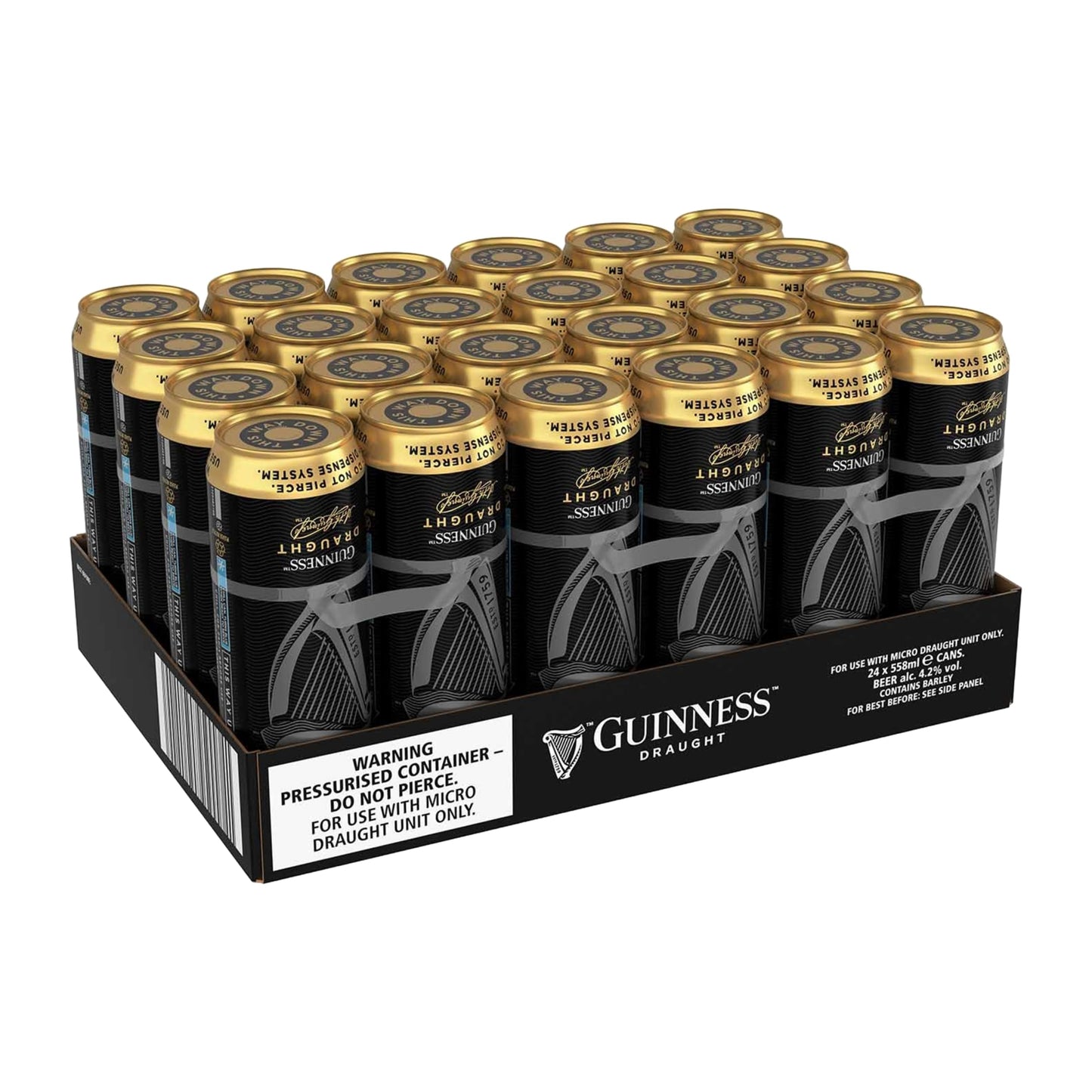Birra Guinness Draught Original in Lattina per Spillatore Guinness | Spillatore Non Incluso | Confezione da 24 Lattine da 558ml