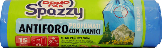 24 x DOMOPAK Sacchi Pattumiera Con Manici Profumati 28 Lt. 15 PEZZI