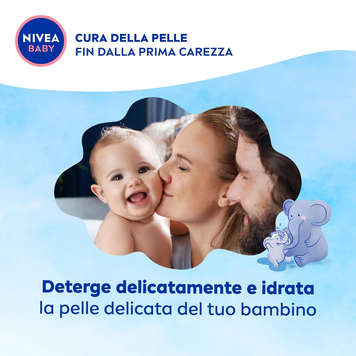 NIVEA BABY Bagnetto Delicato 450ml, Bagnoschiuma bambini per una detersione delicata e idratante, Bagnoschiuma neonato con Glicerina naturale, Latte di Mandorla e Vitamine B5, C & E