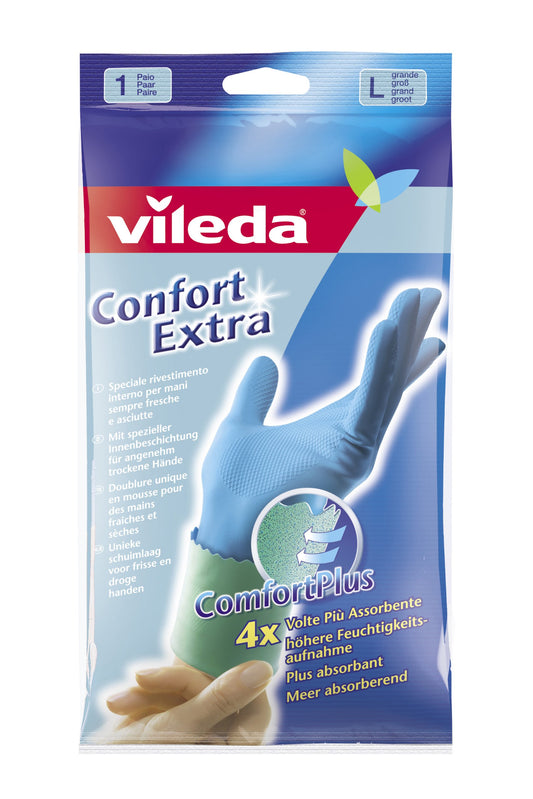 Vileda Confort Extra Guanti con Rivestimento Interno per Mani Fresche e Asciutte