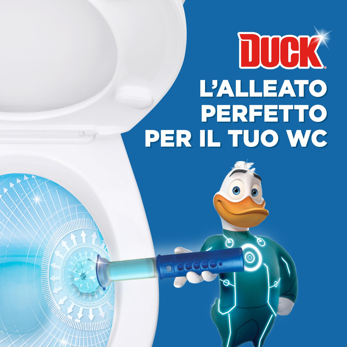 Duck Fresh Discs Base per Dischi Gel Igienizzanti WC, Fragranza Marine, Confezione da 1 Applicatore e 6 Dischetti