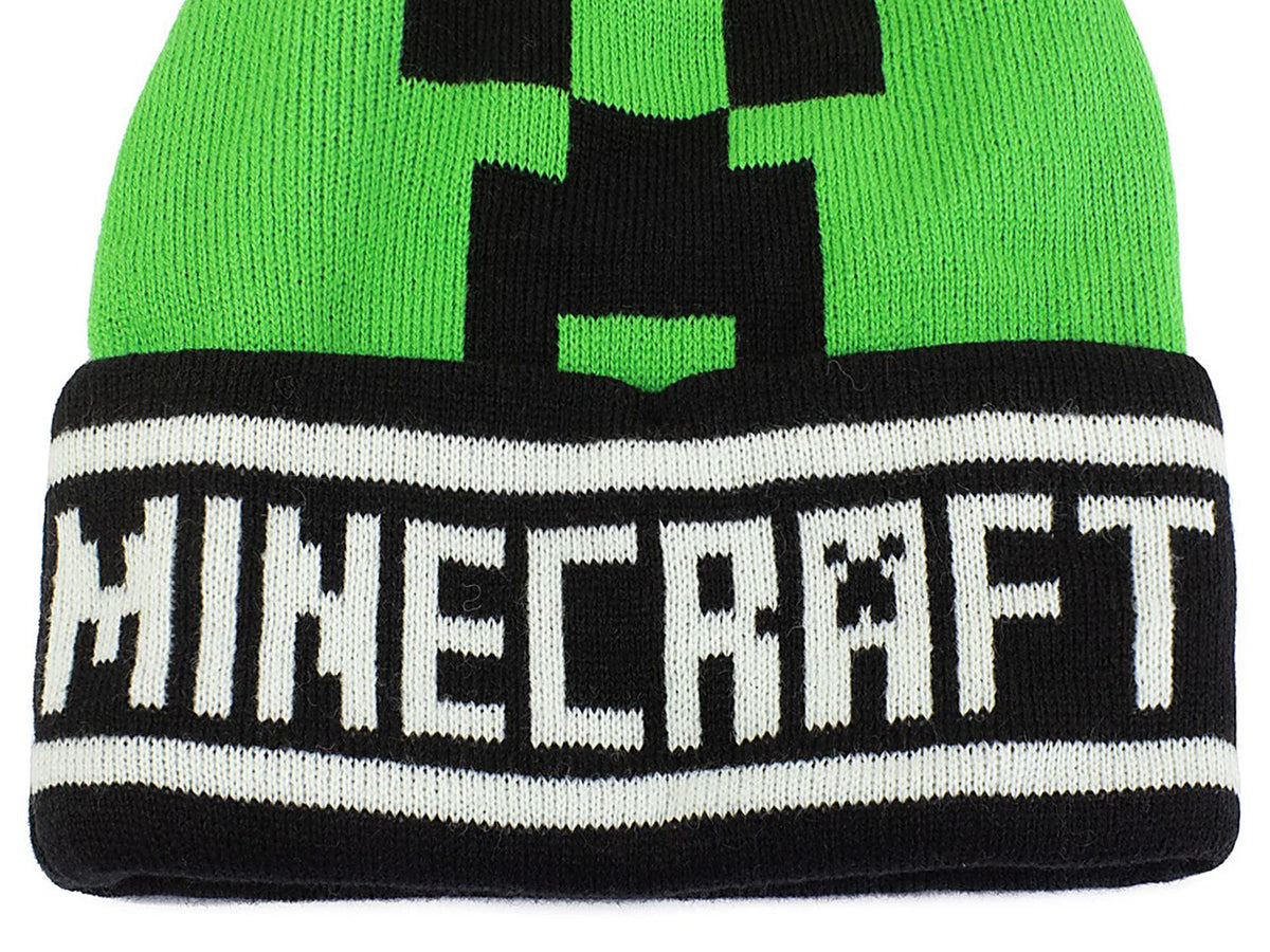 Fashion UK Berretto Minecraft Creeper Modello Verde Logo e Scritta. Acrilico. Taglia Unica per Adulti Ragazzi. Ufficiale.