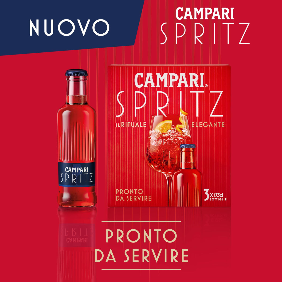 Campari Spritz - Aperitivo Alcolico Pronto da Servire, 3 Bottigliette x 17.5 cl, 10,5% Vol