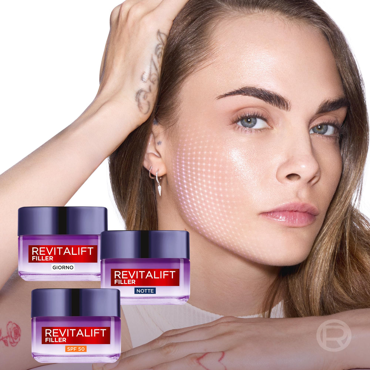 L'Oréal Paris Crema Viso Giorno Revitalift Filler, Per Tutti i Tipi di Pelle, Azione Anti-Rughe, Pelle Rimpolpata a Lungo, con Acido Ialuronico Concentrato, 50 ml