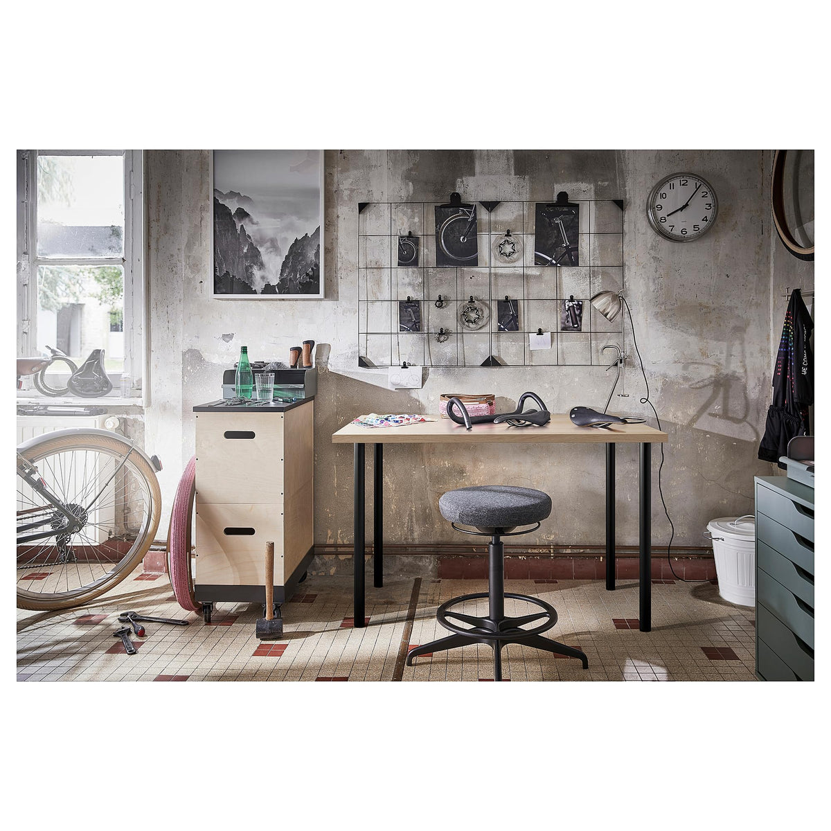 IKEA ADILS/LINNMON - Scrivania, 100 x 60 cm, effetto rovere tinto bianco/nero