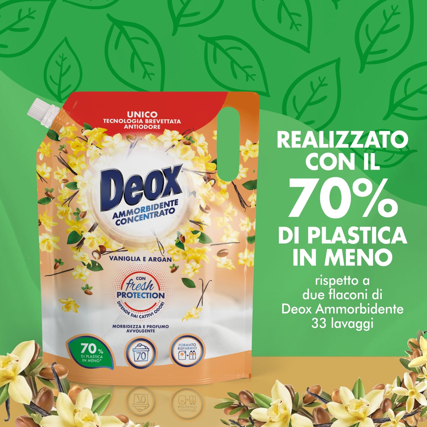 Deox Ammorbidente Concentrato, 280 Lavaggi, Vaniglia e Argan, Ecoformato, 4 x 1400 ml