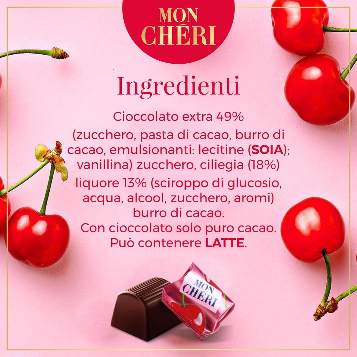 Ferrero Mon Chéri Praline di Cioccolato con Ciliegia e Liquore, 168g