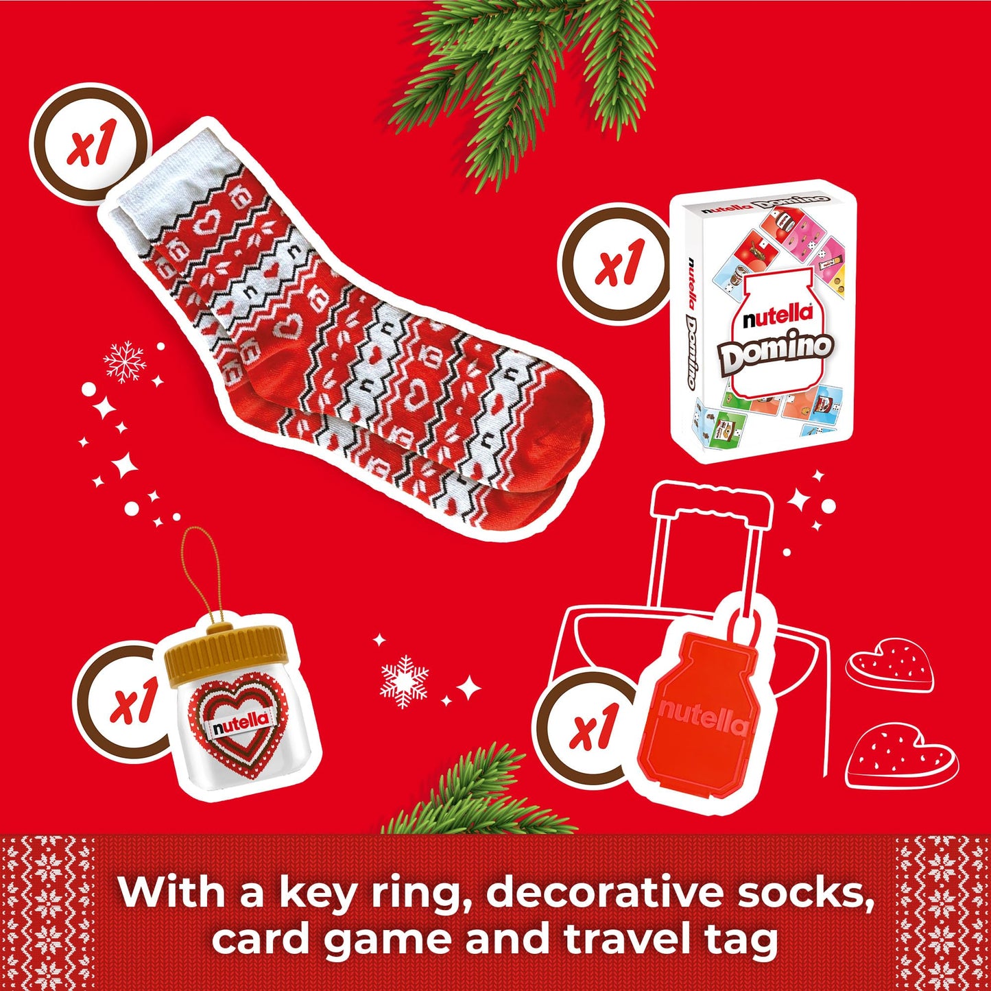 Nutella - Calendario Avvento 2025, 24 Deliziose Sorprese Nutella con Snack e Gadget, Idea Regalo Natale, Confezione da 528 Grammi