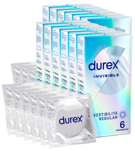 Durex Invisible Preservativi Ultra Sottili (0,048 mm) ad Alta Sensibilità, 36 Profilattici