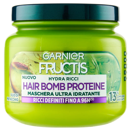 Garnier Fructis Maschera Ultra Idratante, Per Capelli da Mossi a Ricci, Anti-Crespo, Per una Chioma Morbida e Luminosa, Hydra Ricci, 320 ml