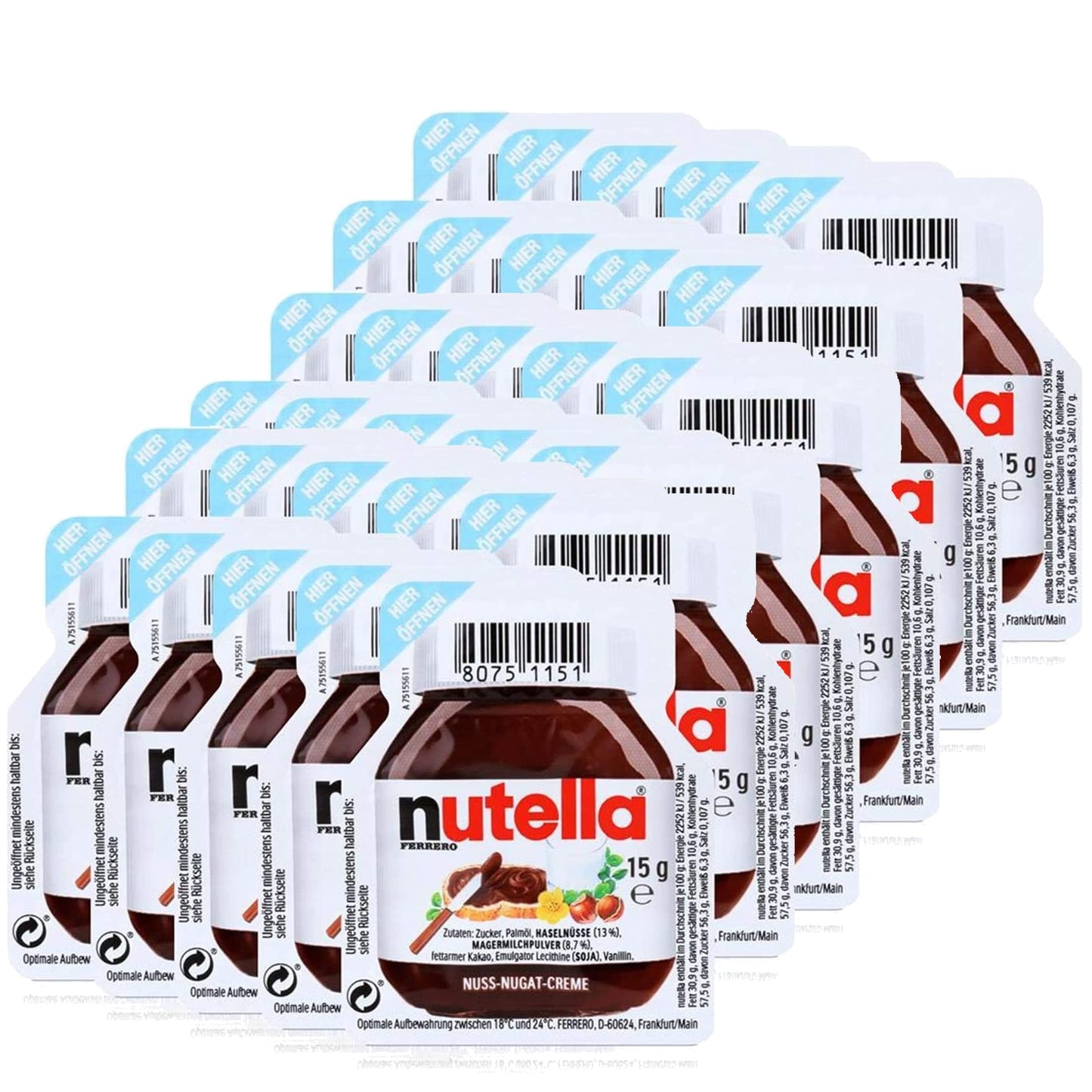 Ferrero, 30 confezioni di Nutella spalmabile da x 15 g