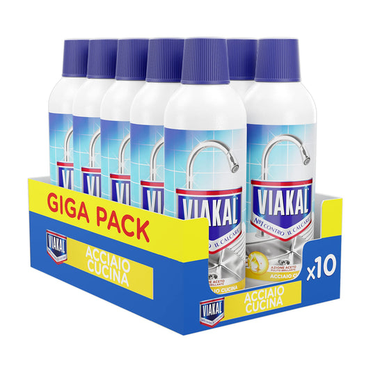 Viakal Anticalcare Detersivo Liquido per Cucina, 10 Confezioni (10 x 515 ml), Adatto per Acciaio, Rimuove Sporco e Batteri, Azione Totale Sul Calcare, Brillantezza Duratura, Maxi Formato