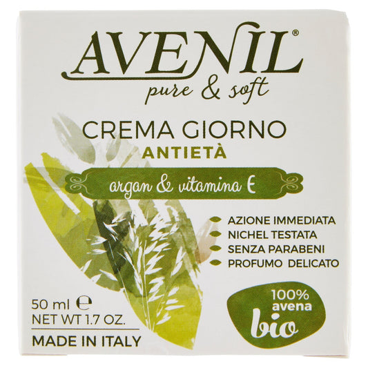 Avenil Pure & Soft Crema Viso Giorno Antiet, Latte & Avena Bio, 50ml