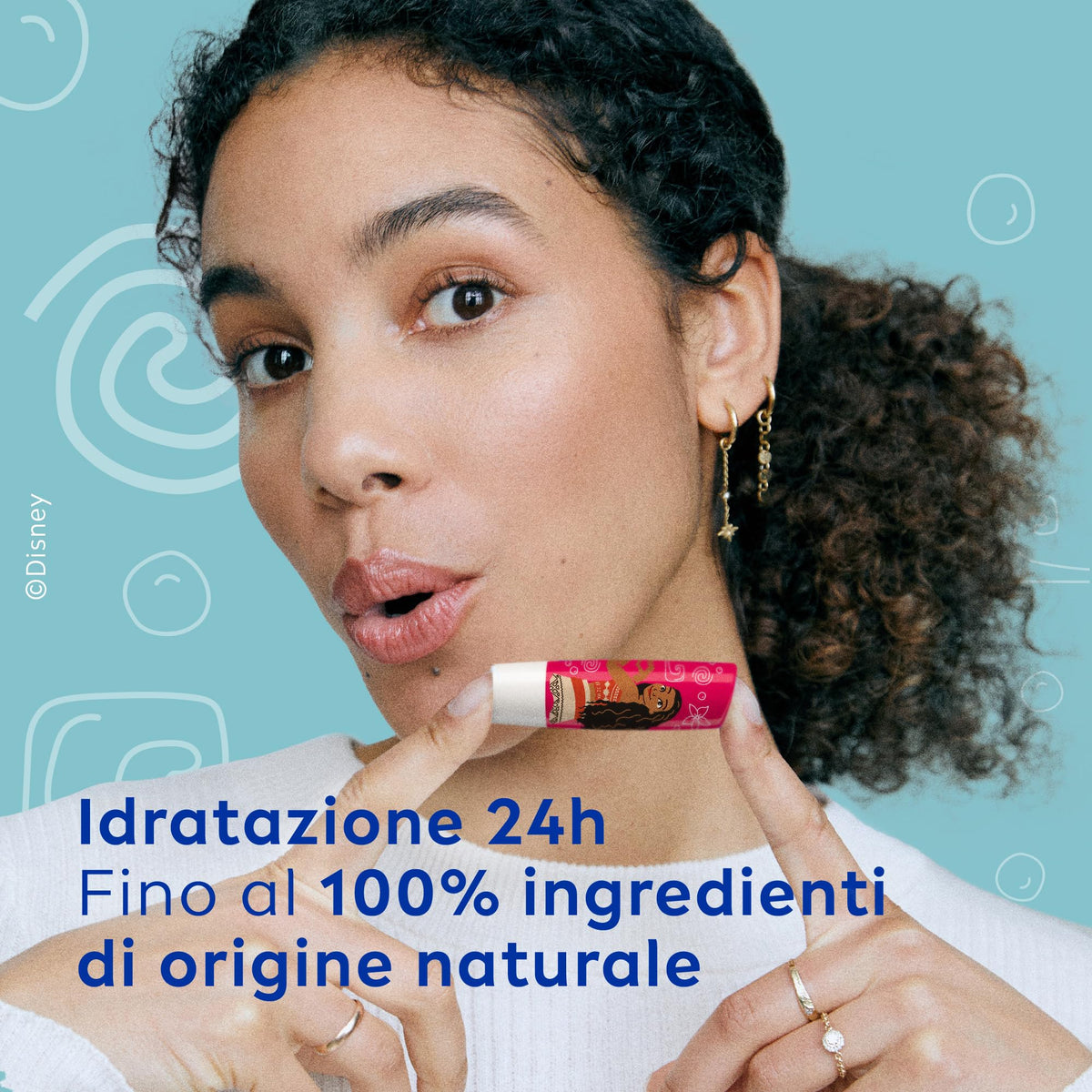 Labello Disney Princess Limited Edition Watermelon Shine 4.8 g, Balsamo labbra colorato con Vaiana di Oceania, Burrocacao bambina 3+ idratante 24h, Burrocacao labbra lip balm con aroma di Anguria