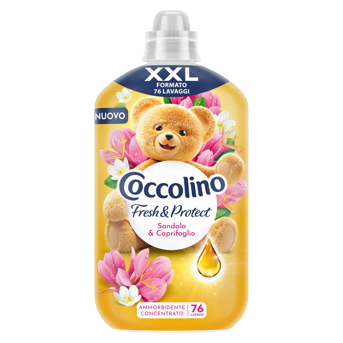 Coccolino Ammorbidente Concentrato Sandalo e Caprifoglio, Ammorbidente Lavatrice Intense Care con Tecnologia Pro-Fibre, Formato XXL Fino a 76 Lavaggi, 1750 ml
