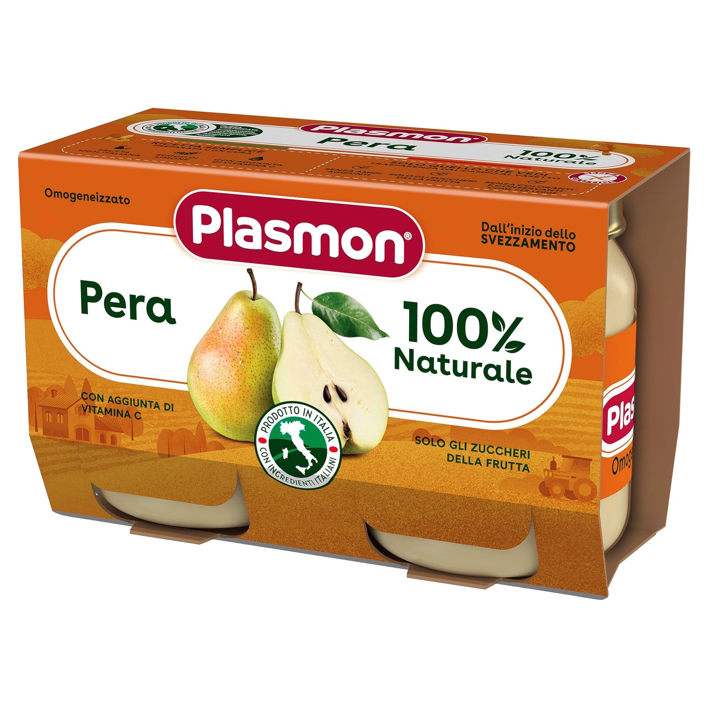 Plasmon Omogeneizzato Frutta Pera 2x104g con Pere Italiane 100% naturale, con aggiunta di Vitamina C