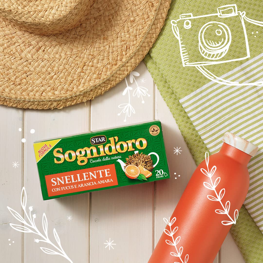Sognid'oro - Tisana Snellente , con Te' Verde, Guarana' e Liquirizia, 20 filtri - 40 g
