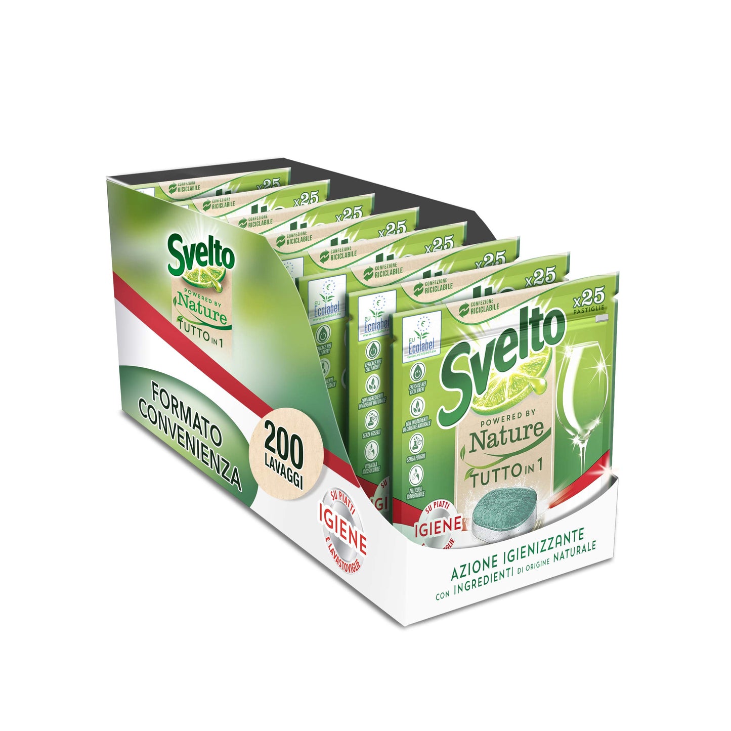 Svelto Pastiglie Per Lavastoviglie Powered By Nature Extra Igiene Megapack Da, Con Certificazione Ecolabel, 200 Unità