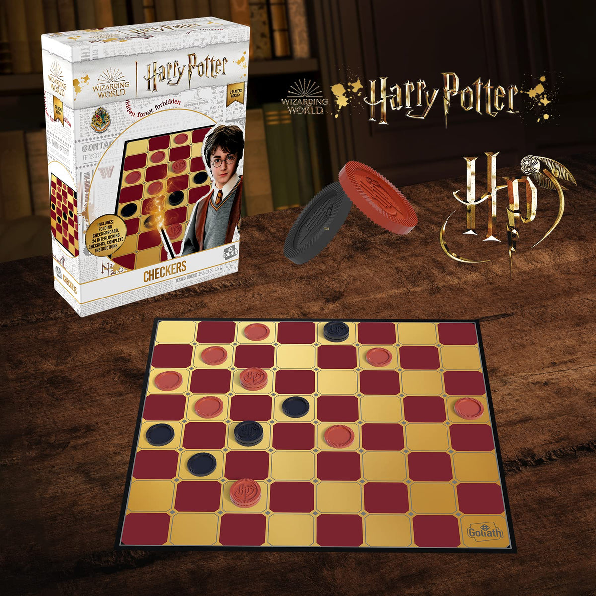 GOLIATH Harry Potter Dama, Gioco da Tavolo per Bambini e Bambine dai sei anni in su, Gioco Classico Harry Potter, Multicolore
