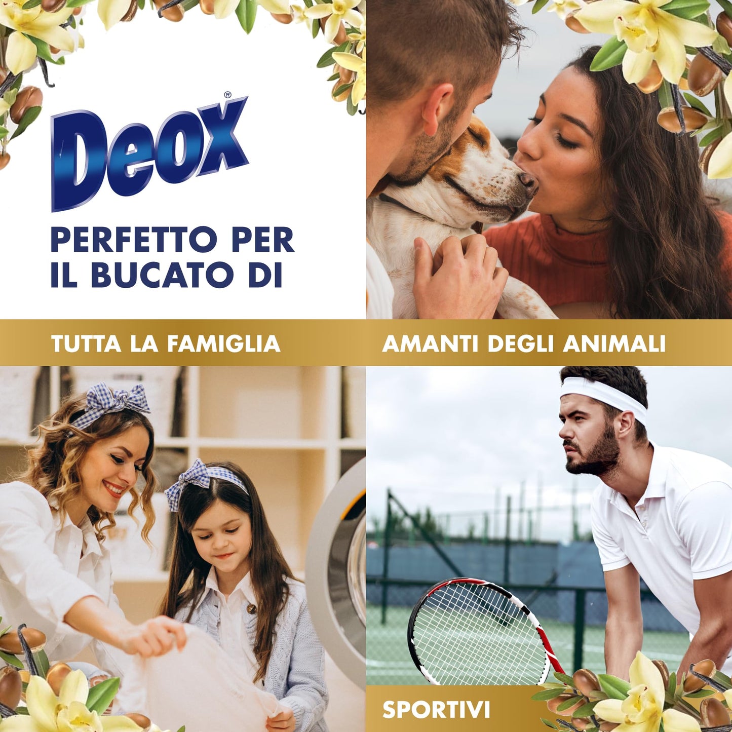 Deox Ammorbidente Concentrato, 280 Lavaggi, Vaniglia e Argan, Ecoformato, 4 x 1400 ml