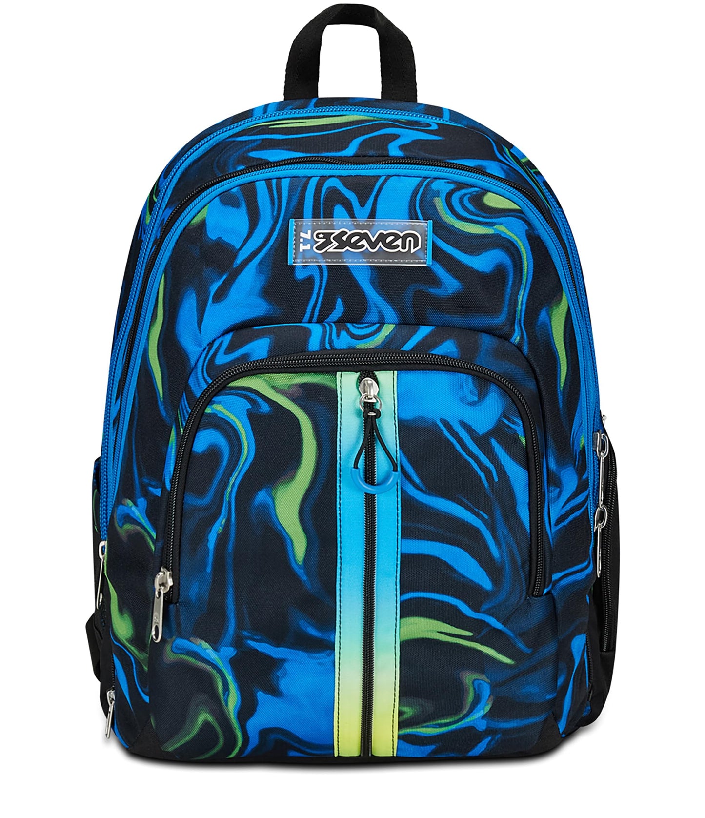 Seven Zaino Scuola Adavanced Detach, Nero Blu, Multi-Shade Boy, Doppio Scomparto Con Tasca Staccabile Uso Zainetto, Tasca Porta PC, Tasca Porta Borraccia, Zaino Medie e Superiori, Bambino Ragazzo