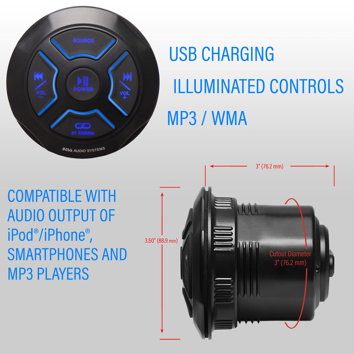 Boss Audio Lettore multimediale digitale Bluetooth marino MGR250B