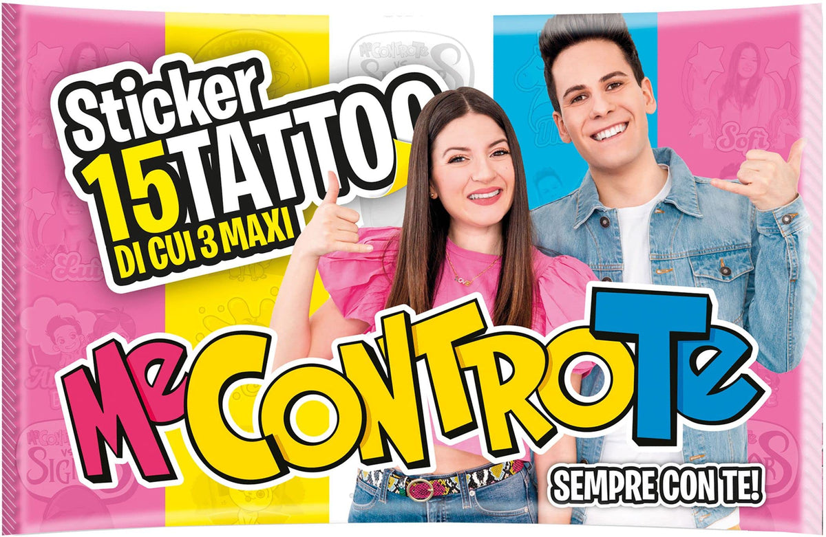 Me Contro Te 15 Sticker Tattoo di cui 3 Maxi - 1 BUSTINA Tatuaggi Temporanei per Bambino e Bambina Originali Lui E Sofi