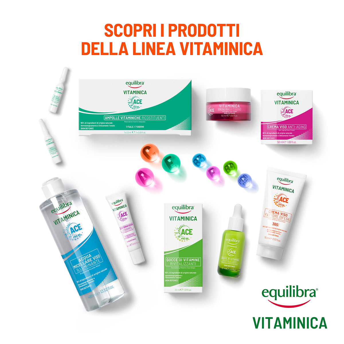 Equilibra Viso, Vitaminica, Crema Fattore Difesa, con Complesso Multivitaminico, Oli di Carota e Mango, Estratto del Litchi, Difende e Protegge la Viso 365 Giorni L'anno, 75 ml
