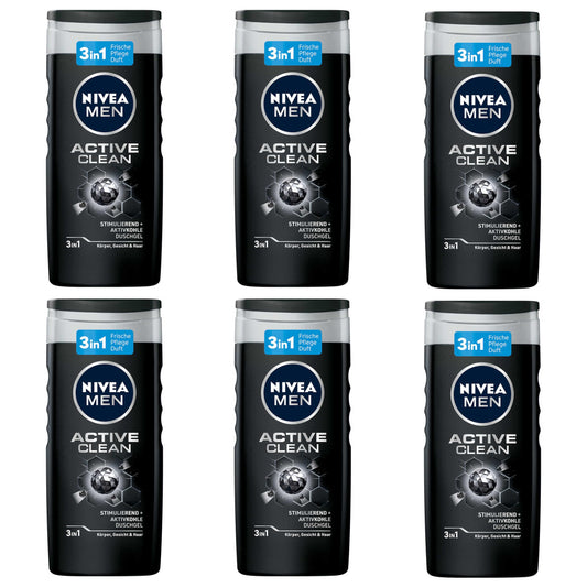 6 X DOCCIA Shampoo gel NIVEA MEN Active Clean UOMO offerta in stock