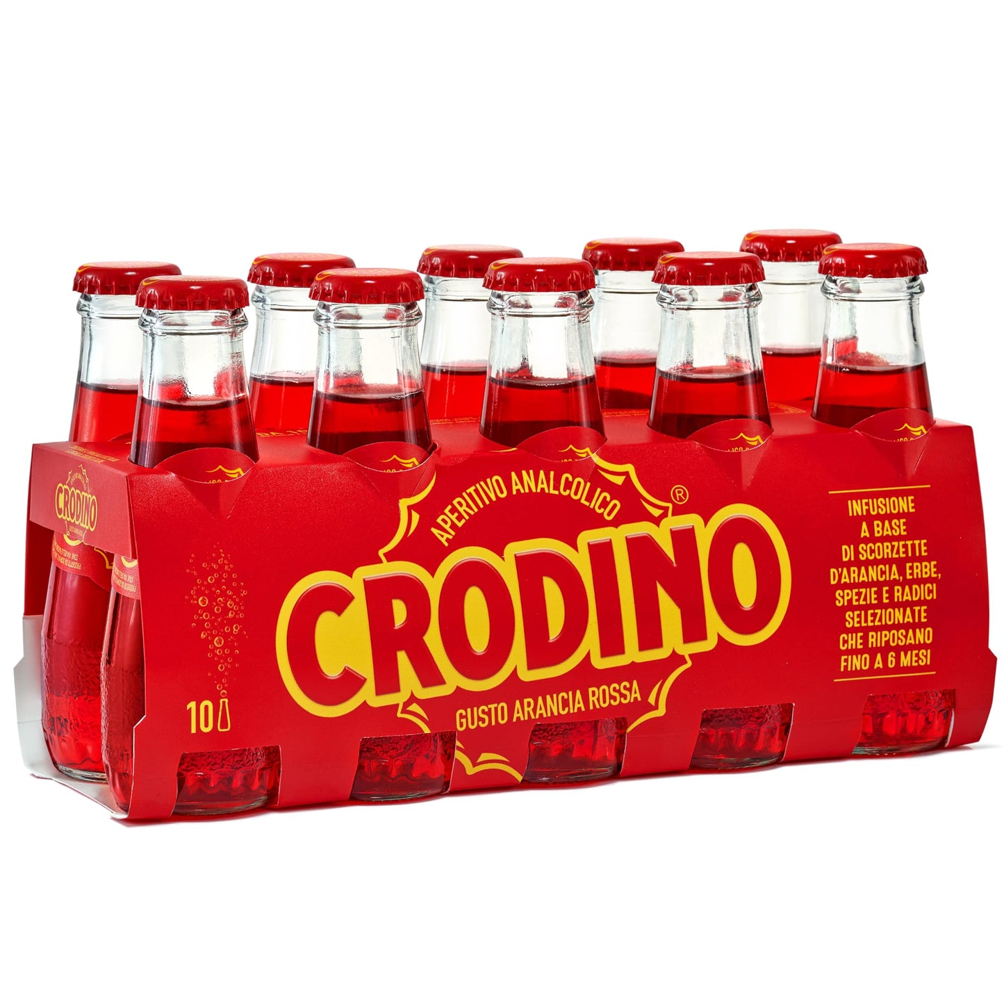 Crodino Arancia Rossa - Aperitivo Analcolico Pronto da Bere, 10 Bottigliette da 10 cl