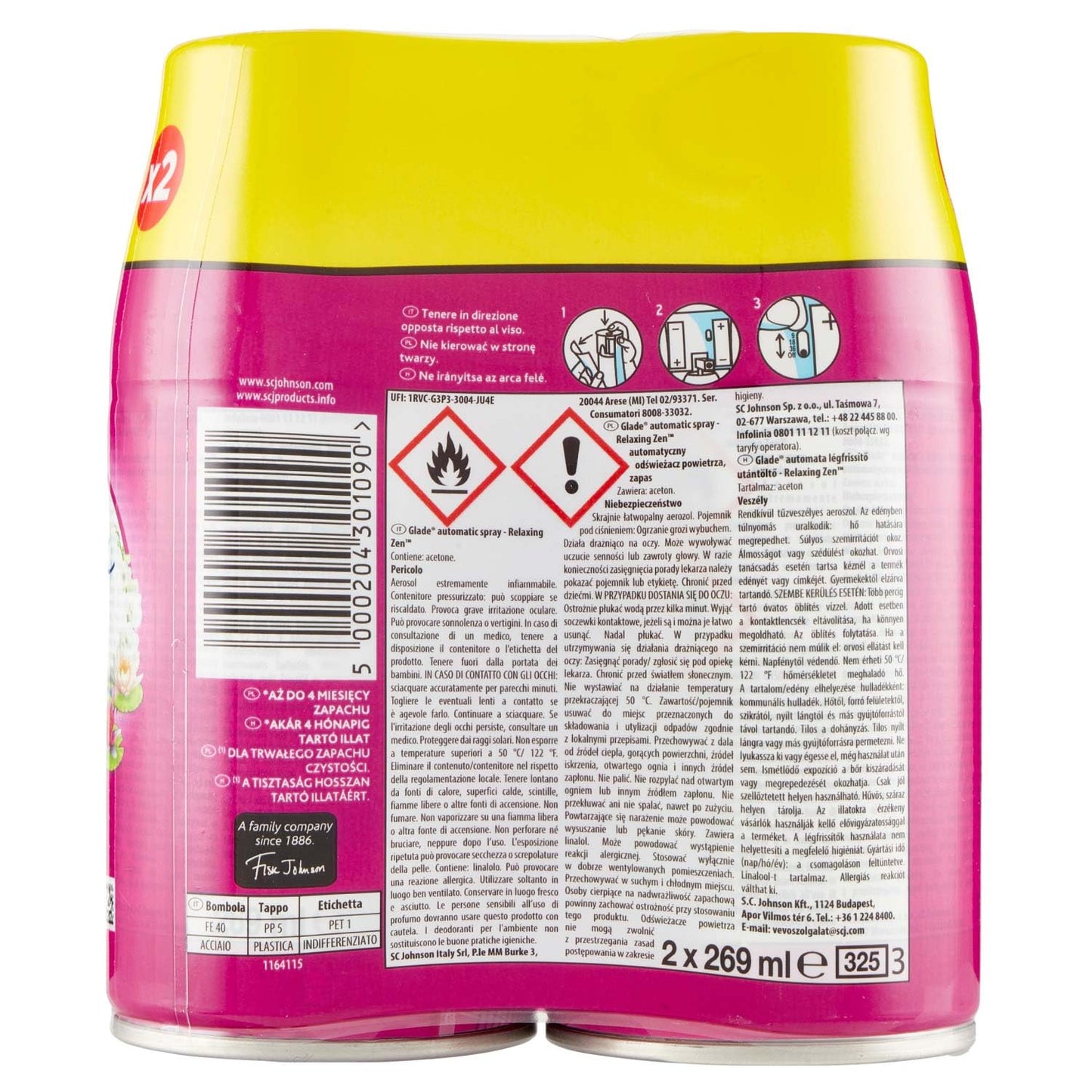 Glade Automatic Ricarica Relaxing Zen, 2 x 269ml