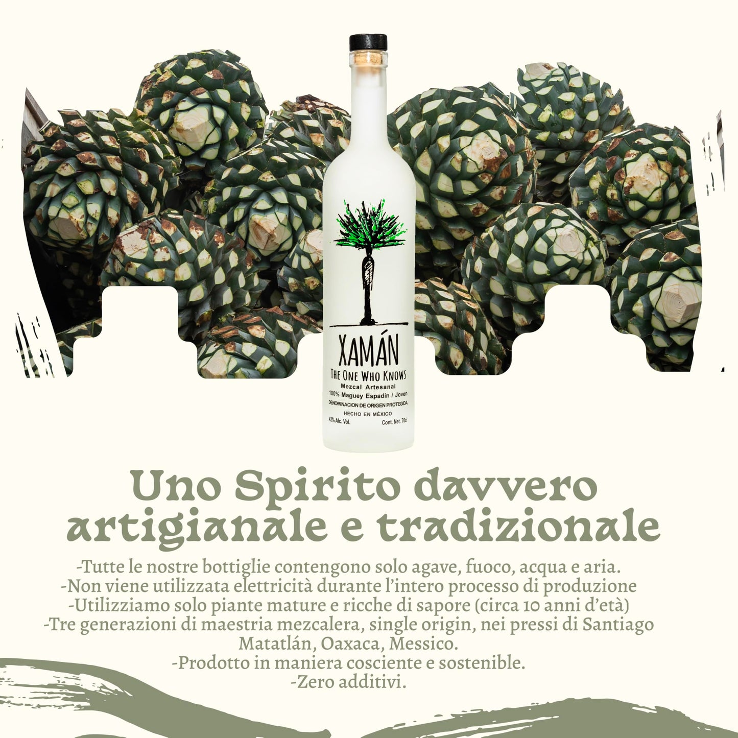 Mezcal Xamán Espadín Joven Mescal Artigianale Messicano, 100% Agave, Blanco 70cl, 42% Vol Mezcal Versatile, Delizioso nei Cocktail o da Gustare da Solo