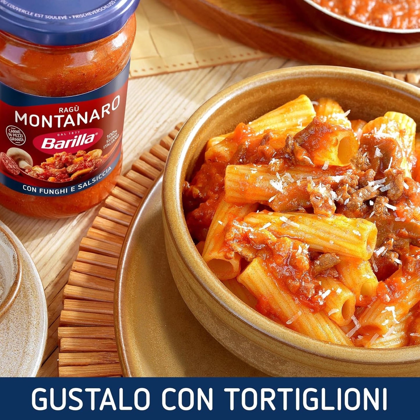 Barilla Sugo Ragù Montanaro, Salsa Pronta al Pomodoro con Salsiccia e Funghi, Sugo Pronto, Confezione da 8x300g