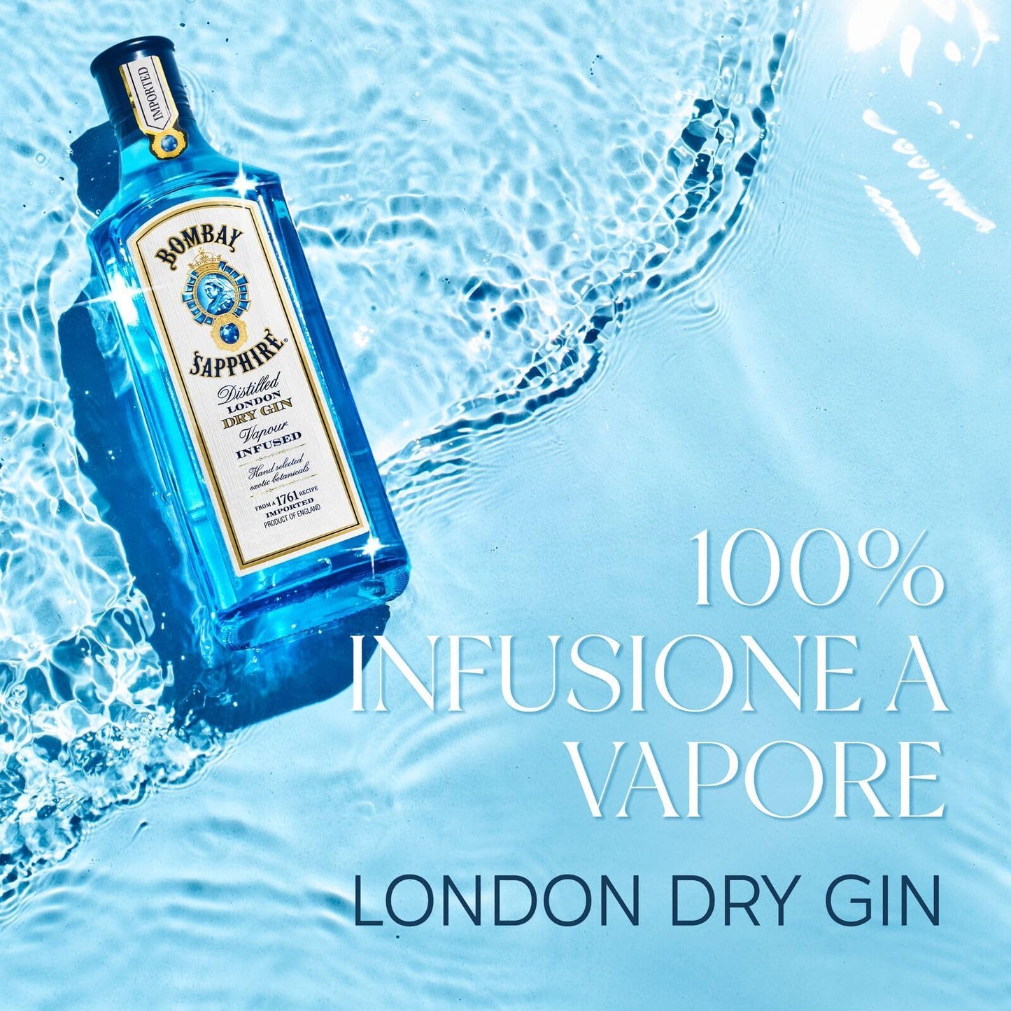 Miniature di Bombay Sapphire London Dry Gin, 40% vol., 5 cl / 50 ml (Confezione da 12), gin 100% infuso a vapore con 10 botanical accuratamente selezionati