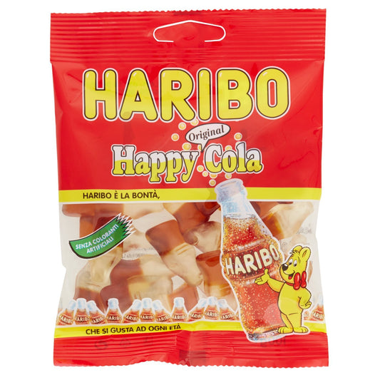 Haribo - Happy Cola, Caramelle Gommose al Gusto di Frutta e di Cola , 100 g - [confezione da 6]