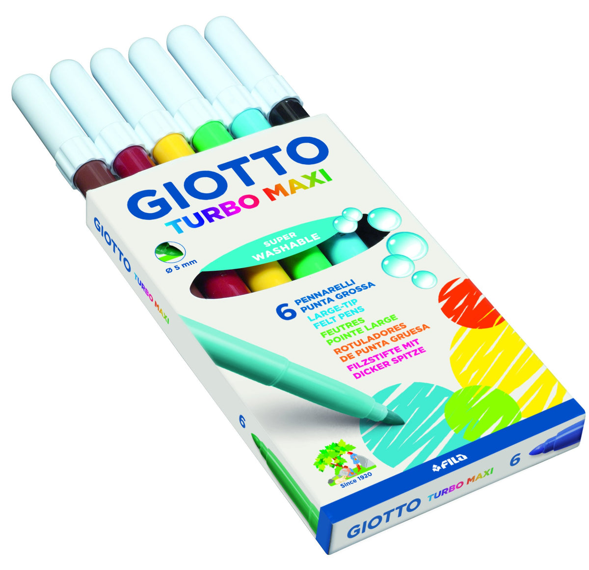Giotto- Turbo Maxi Giocattolo, Multicolore, 6 count (Confezione da 1), 454000