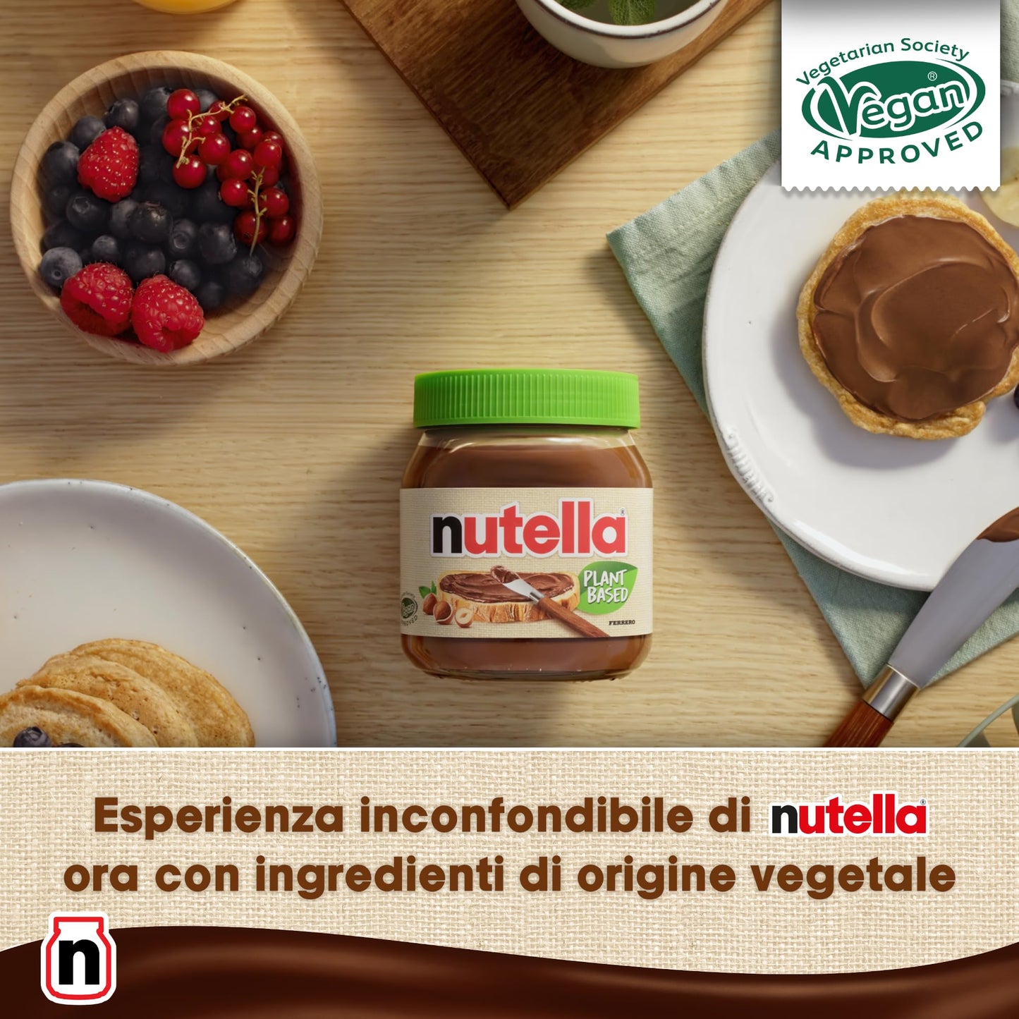 Nutella Plant-Based - Crema Spalmabile alle Nocciole e Cacao, Vegana, Senza Lattosio* e Senza Glutine, Ideale a Colazione per Vegani e Intolleranti al Lattosio, Vasetto da 350 Grammi