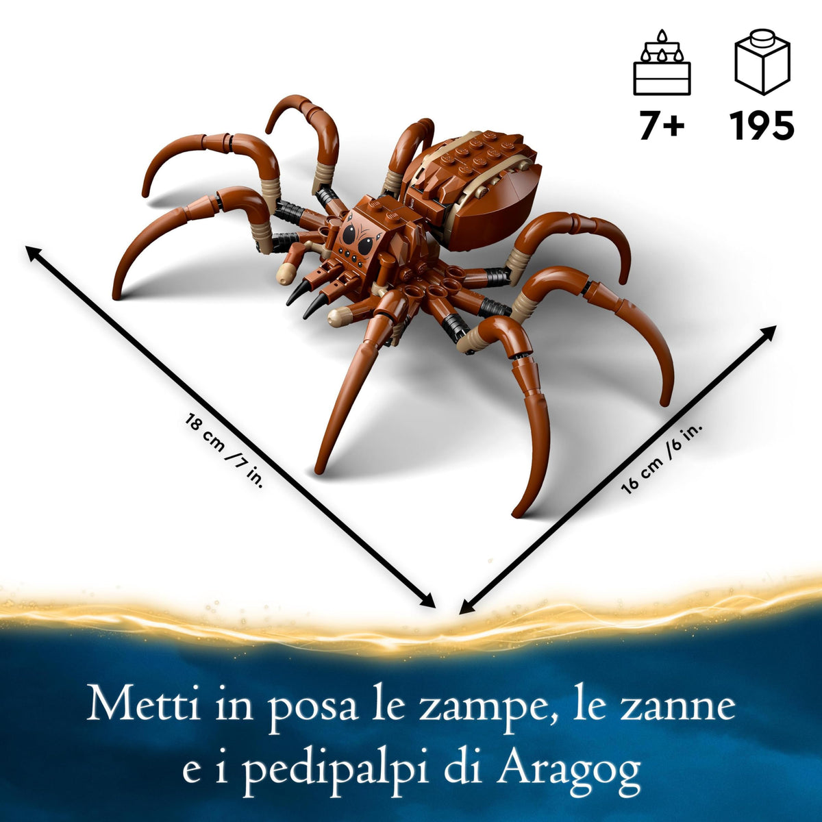 LEGO Harry Potter Aragog nella Foresta Proibita, Grande Ragno Giocattolo da Costruire con Parti Snodabili, Giochi di Magia per Bambini e Bambine da 7 Anni in su con 2 Minifigure e Accessori 76434